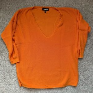 Express 3/4 Sleeve Women's Orange Sweater